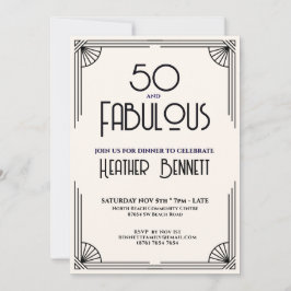 Modern Art Deco 50 and Fabulous Birthday Einladung