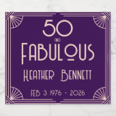 Modern Art Deco 50 and Fabulous Birthday Schaumweinetikett (Einzelnes Label)