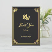 Modern Art Deco Gold Swan Wedding Dankeskarte (Stehend Vorderseite)