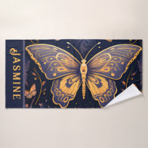 Modern Art Deco Lila Blue Gold Butterfly