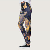 Modern Art Deco Lila Blue Gold Butterfly Leggings (Links)
