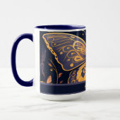 Modern Art Deco Lila Blue Gold Butterfly Tasse (Links)