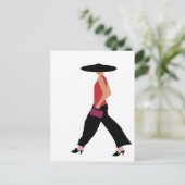Modern Art Deco Modemädchen rot schwarz Postkarte (Stehend Vorderseite)