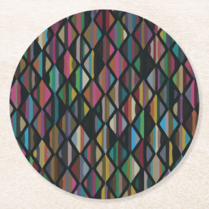 Modern Art Deco Multicolor Runder Pappuntersetzer