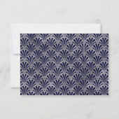 Modern Art Deco | Navy and Faux Silver RSVP Karte (Rückseite)