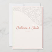 Modern Art Deco Peacock Rose Rosa Hochzeit Einladung (Rückseite)