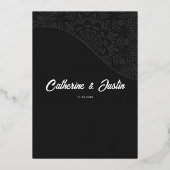 Modern Art Deco Pfau Hochzeit Gold Folieneinladung (Rückseite)