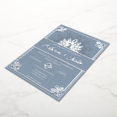 Modern Art Deco Pfauenhochzeit Silver Folieneinladung (Gedreht)