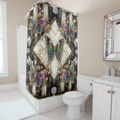 Modern Art Deco Rainbow Butterfly Duschvorhang (Beispiel)