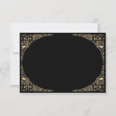 Modern Art Deco Schwarz und Imitate Gold RSVP Karte (Rückseite)