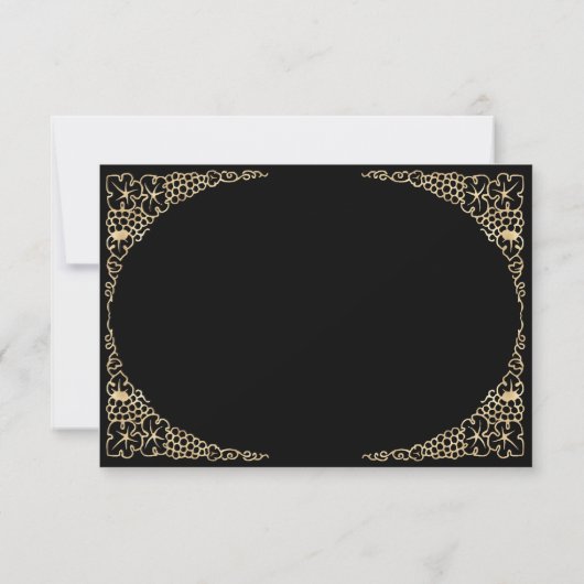 Modern Art Deco Schwarz und Imitate Gold RSVP Karte (Rückseite)