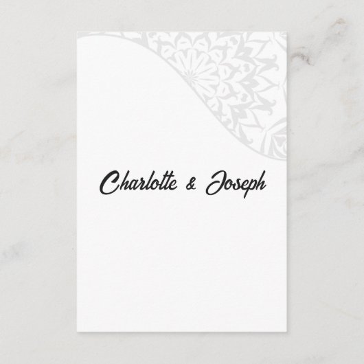 Modern Art Deco Schwarz-Weiß-Details schwingen Begleitkarte (Rückseite)