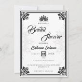 Modern Art Deco Schwarz-weißes Brautparty Einladung (Vorderseite)