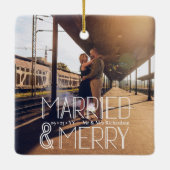 Modern Art Deco Verheiratet & Merry New Keramikornament (Rückseite)