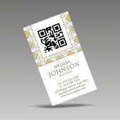 Modern Art Deco Vertical Gold QR Code Visitenkarte