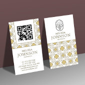 Modern Art Deco Vertical Gold QR Code Visitenkarte