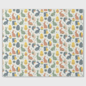 Modern Art Easter Bunny & Floral Egg Pattern Wrap Geschenkpapier (Flach)