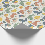 Modern Art Easter Bunny & Floral Egg Pattern Wrap Geschenkpapier (Ecke)