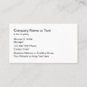 Modern Art Gallery Theme Business Cards Visitenkarte (Rückseite)