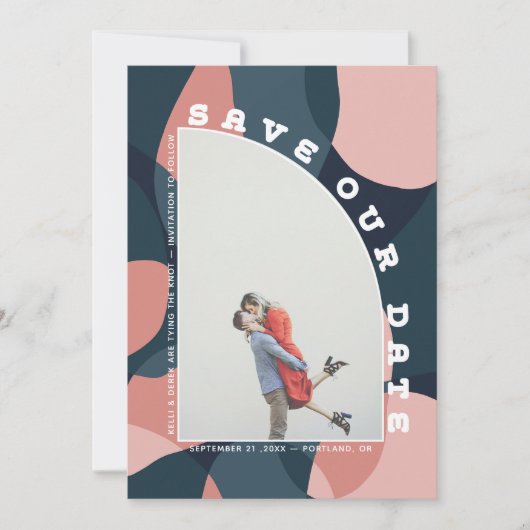 Modern Art Half Arch Photo Save The Date (Vorderseite)