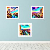 Modern Art Las Vegas Bilderwand Sets (Holzboden)
