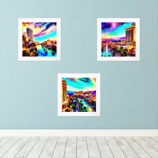 Modern Art Las Vegas Bilderwand Sets (Holzboden)