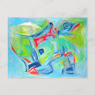 Modern Art Malerei expressive Green and Blue Postkarte