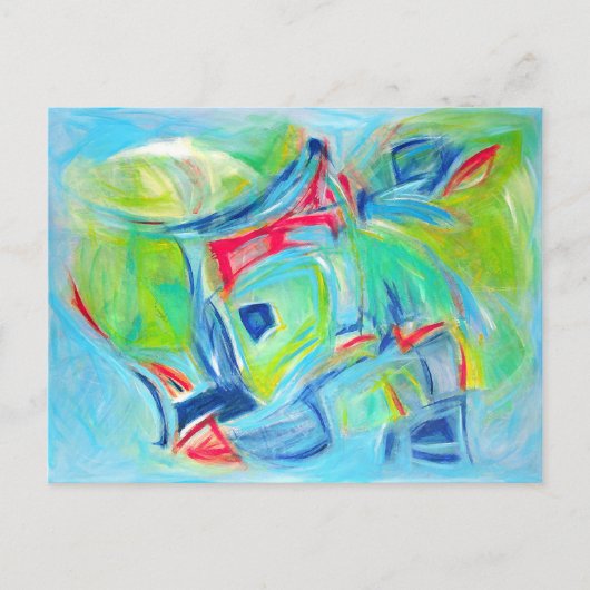 Modern Art Malerei expressive Green and Blue Postkarte (Vorderseite)