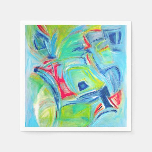 Modern Art Malerei expressive Green and Blue Serviette (Vorderseite)