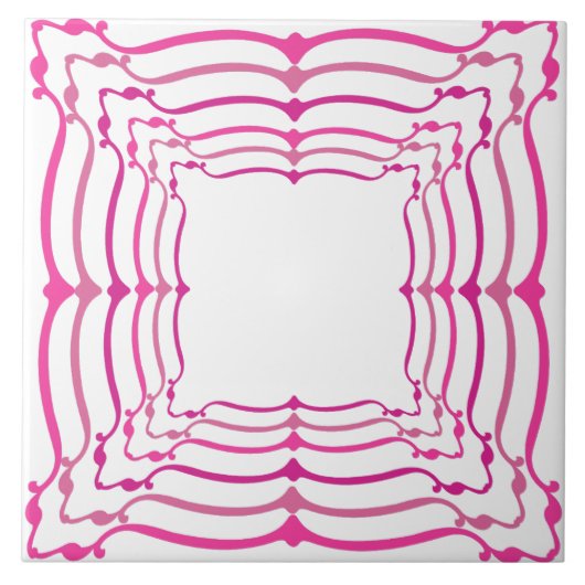 Modern Art Nouveau pink fuchsia Print Fliese (Vorderseite)