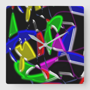Modern art paintings ,Colour explosion Quadratische Wanduhr