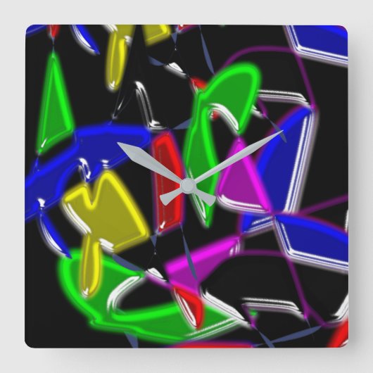 Modern art paintings ,Colour explosion Quadratische Wanduhr (Vorderseite)