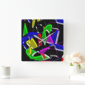 Modern art paintings ,Colour explosion Quadratische Wanduhr (Zuhause)