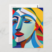 Modern Art Picasso Style Frau Postkarte (Vorne/Hinten)