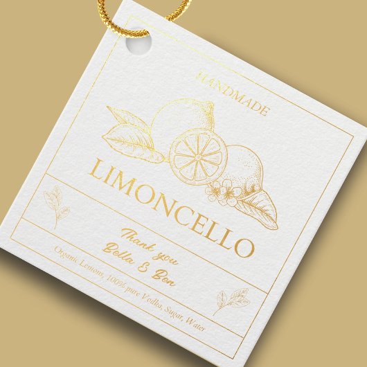 Modern Artisan Lemon Wedding Limoncello Flasche Geschenkanhänger