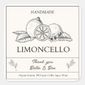 Modern Artisan Lemon Wedding Limoncello Flasche Quadratischer Aufkleber (Vorderseite)