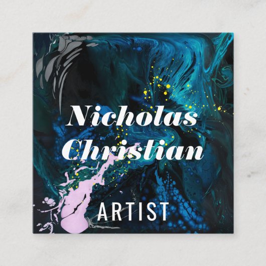 Modern Artist | Colorful | Paint Brushed  Quadratische Visitenkarte (Vorderseite)