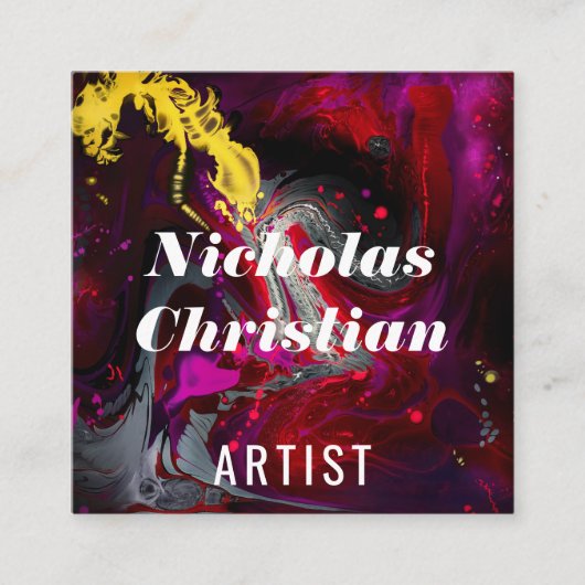 Modern Artist | Colorful | Paint Brushed  Quadratische Visitenkarte (Vorderseite)