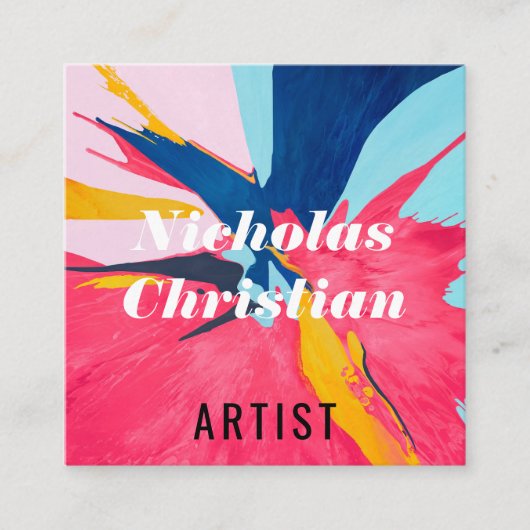 Modern Artist | Colorful | Paint Brushed Quadratische Visitenkarte (Vorderseite)