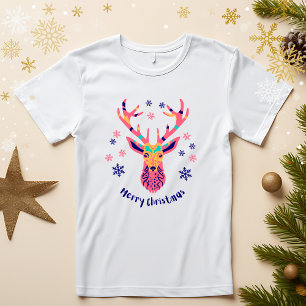 Modern Artistic Colorful Rentiere Weihnachten Tri-Blend Shirt