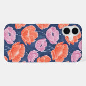 Modern Artistic Coral Pink Poppies Floral iPhone Hülle (Rückseite (Horizontal))