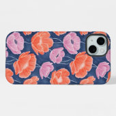 Modern Artistic Coral Pink Poppies Floral iPhone Hülle (Rückseite (Horizontal))