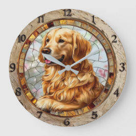  Modern Artistic Dog Golden Retriever Große Wanduhr
