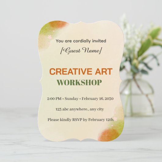 Modern Artistic Event Card | Creative Art Workshop Einladung (Stehend Vorderseite)