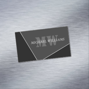 Modern Artistic Grau Black Monogram Business Card Magnetische Visitenkarte
