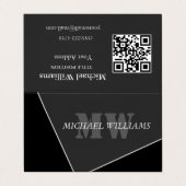 Modern Artistic Grau Black Monogram Business Card Visitenkarten (Außenseite Aufgefaltet)
