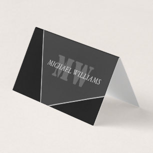 Modern Artistic Grau Black Monogram Business Card Visitenkarten