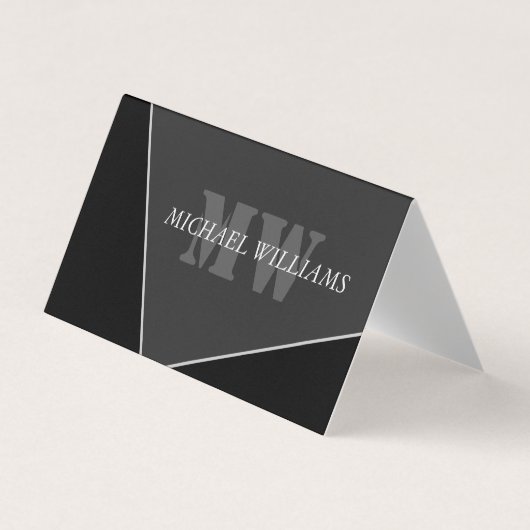 Modern Artistic Grau Black Monogram Business Card Visitenkarten (Vorderseite)
