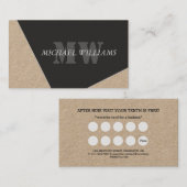 Modern Artistic Grau Black Monogram Loyalty Card Treuekarte (Vorne/Hinten)
