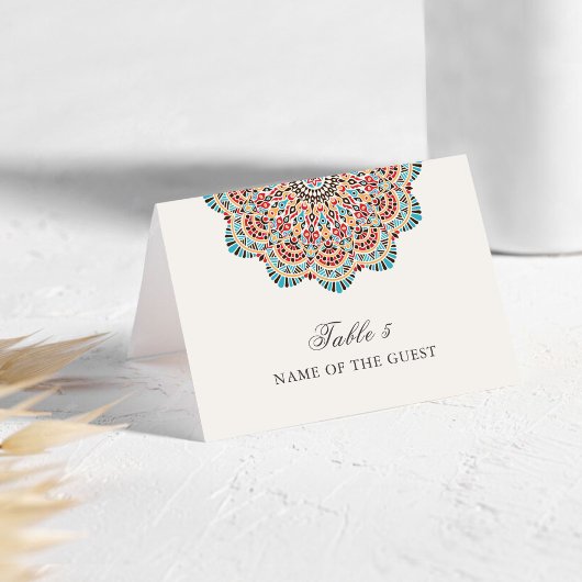 Modern Artistic Motif Mandala Wedding Place Card Tischnummer